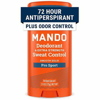 Mando Deodorant Plus Sweat Control Solid Antiperspirant Deodorant Stick  Pro Sport  2.6 oz - Clinical Strength