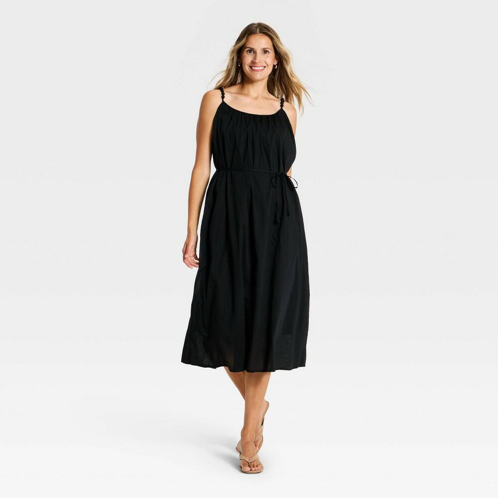 L A New Day Beaded Tie-Waist Maxi Dress, Black