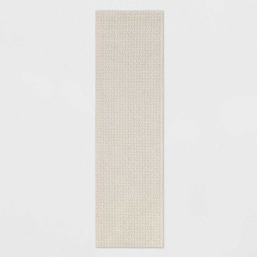 2'x7' Washable Solid Machine Tufted Runner Rug Tan - Threshold