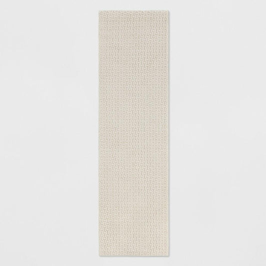 2'x7' Washable Solid Machine Tufted Runner Rug Tan - Threshold