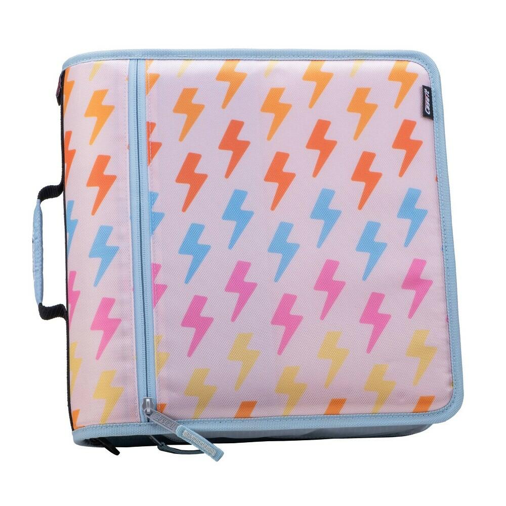 Case-it 3  Mighty Zip Tab Zipper Binder Pastel Lightning