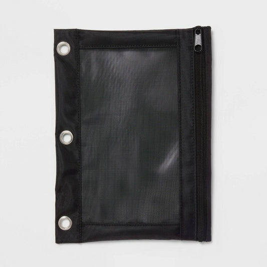 Mesh Binder Pencil Pouch Black