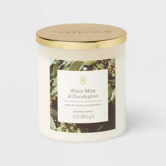 Lidded Glass Jar Candle Water Mint and Eucalyptus