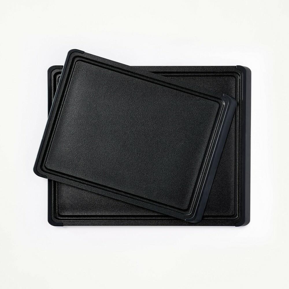 2pc Nonslip Recycled Poly Cutting Board Set Black