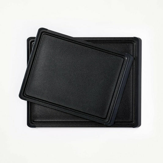 2pc Nonslip Recycled Poly Cutting Board Set Black