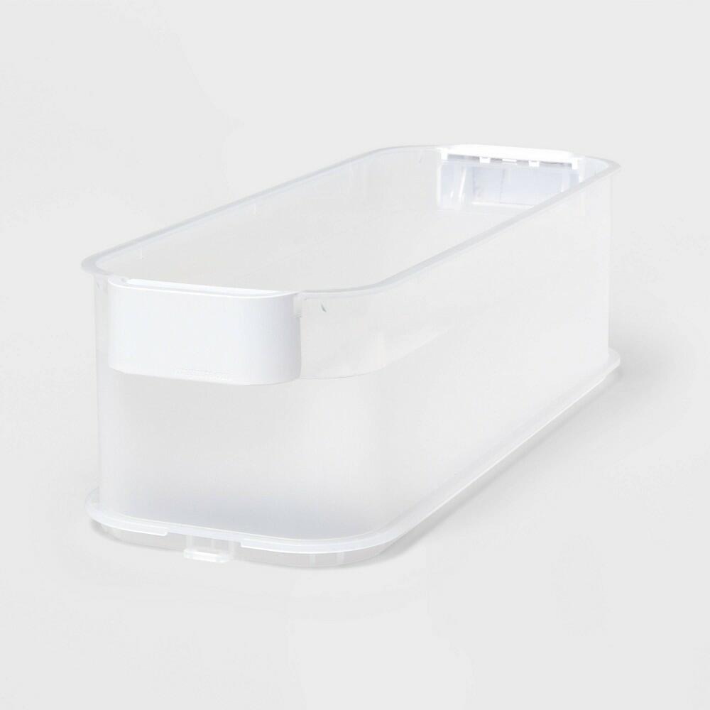 Click in Place 4.5qt Clear Slim Plastic Storage Bin