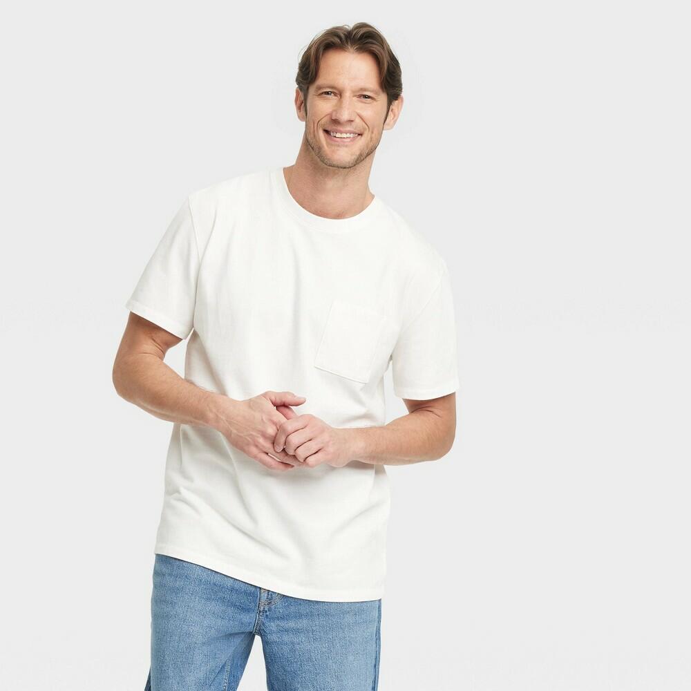M Goodfellow & Co Vintage Pocket T-Shirt, White