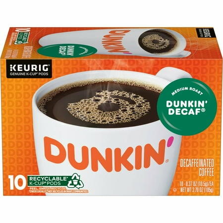 Dunkin’ Decaf Medium Roast Coffee  Keurig K Cup Pods  10 Count Box (BB FEB 14 2027)