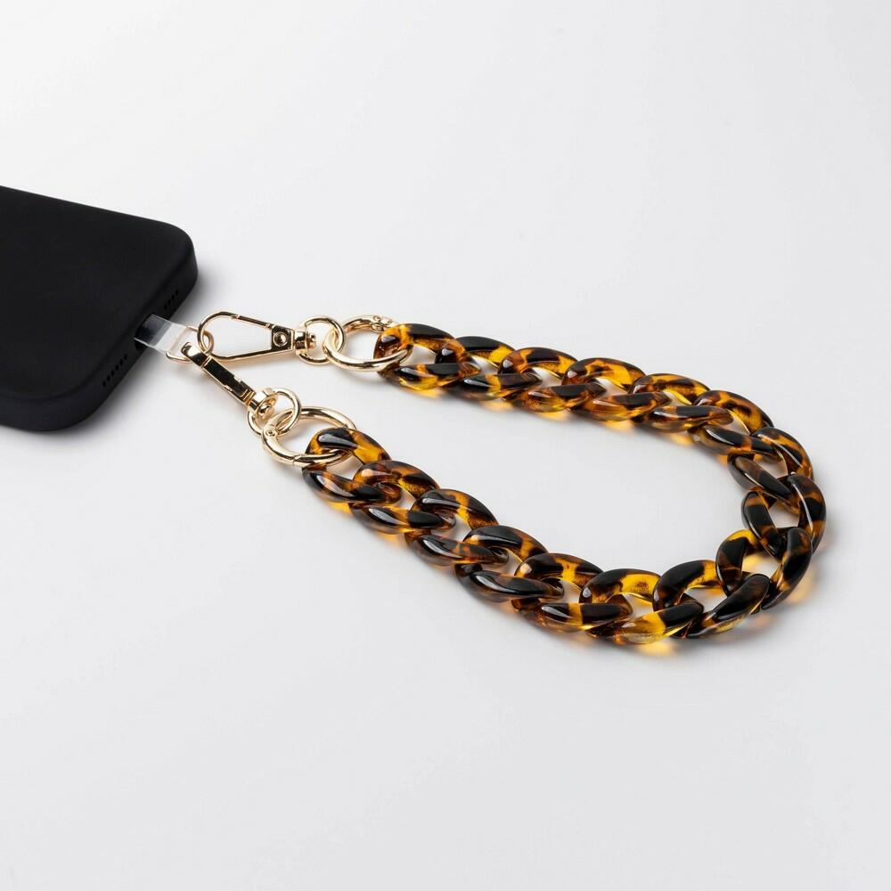 Hello Lux Phone Wristlet - Shiny Tortoise Resin Link