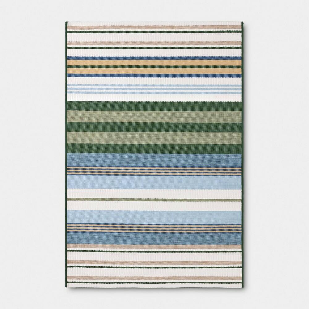 4'x6' Striped Rectangular Woven Outdoor Area Rug Blue - Room Essentials
