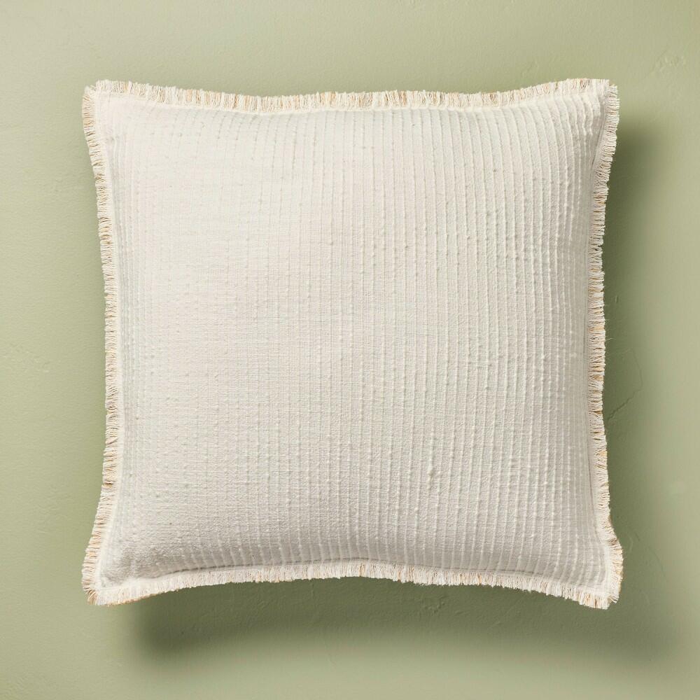 24"x24" Slub Striped Fringe Square Throw Pillow