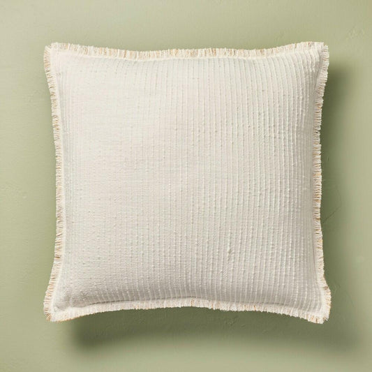 24"x24" Slub Striped Fringe Square Throw Pillow