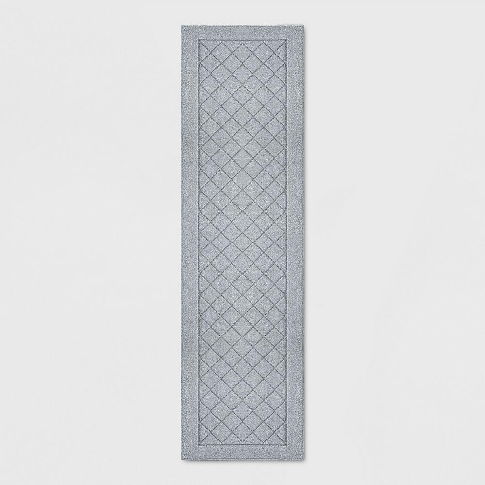 2'X7' Washable Runner Diamond Clarkson Tufted & Hooked Rug Gray - Threshold
