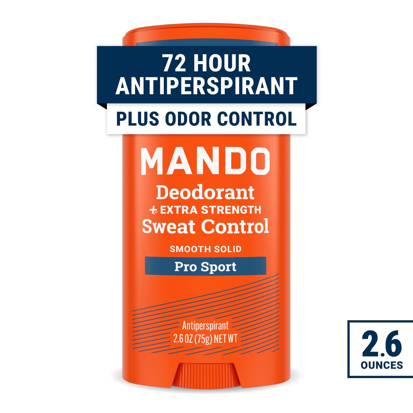 Mando Deodorant Plus Sweat Control Solid Antiperspirant Deodorant Stick  Pro Sport  2.6 oz - Clinical Strength