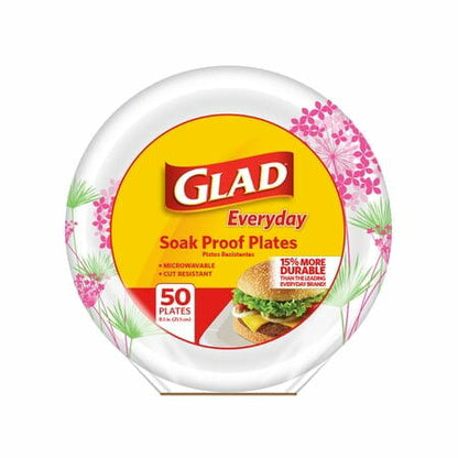 Glad Paper Plates 8.5 Pink Hydrangea 50 Ct