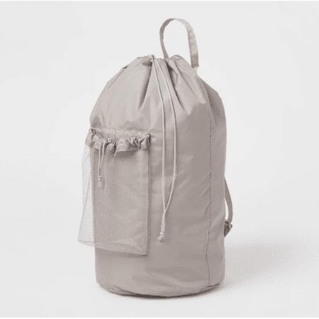 Backpack Laundry Bag Textured Gray - Brightroom™: Polyester, 3500 Volume, Multipurpose Hamper Bag, All Ages
