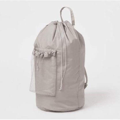 Backpack Laundry Bag Textured Gray - Brightroom™: Polyester, 3500 Volume, Multipurpose Hamper Bag, All Ages