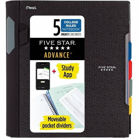 Five Star 5 Subject College Ruled Spiral Notebook