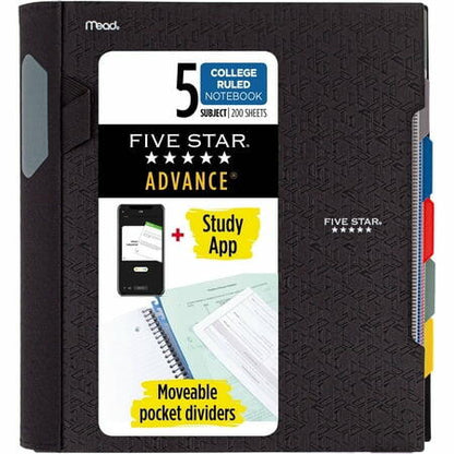 Five Star 5 Subject College Ruled Spiral Notebook