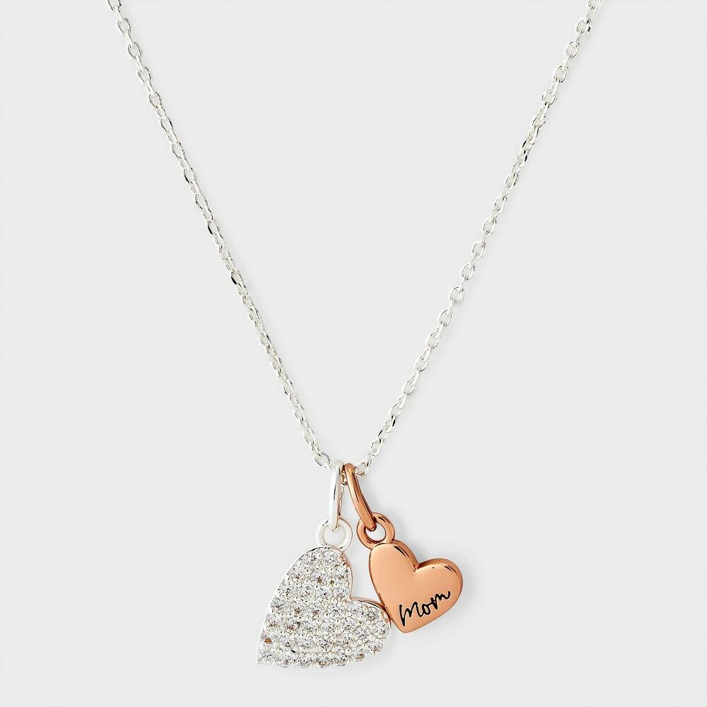 Silver Plated and Rose Gold "Mom" Pendant Necklace
