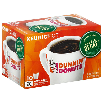 Dunkin’ Decaf Medium Roast Coffee  Keurig K Cup Pods  10 Count Box (BB FEB 14 2027)
