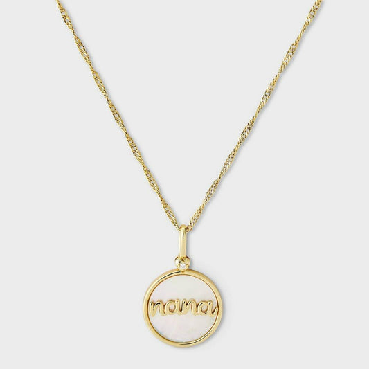 14k Gold Dipped "Nana" Disc Pendant Necklace