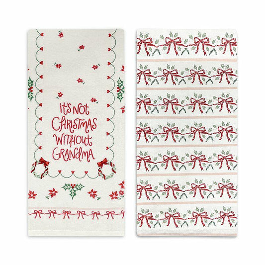 St. Nicholas Square® Grandma Kitchen Towels 2-pk., Ivory Scarf Print