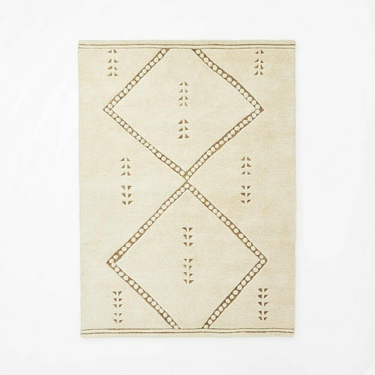 5'x7' Cedar Hills Plush Geo Print Rug Cream - Threshold
