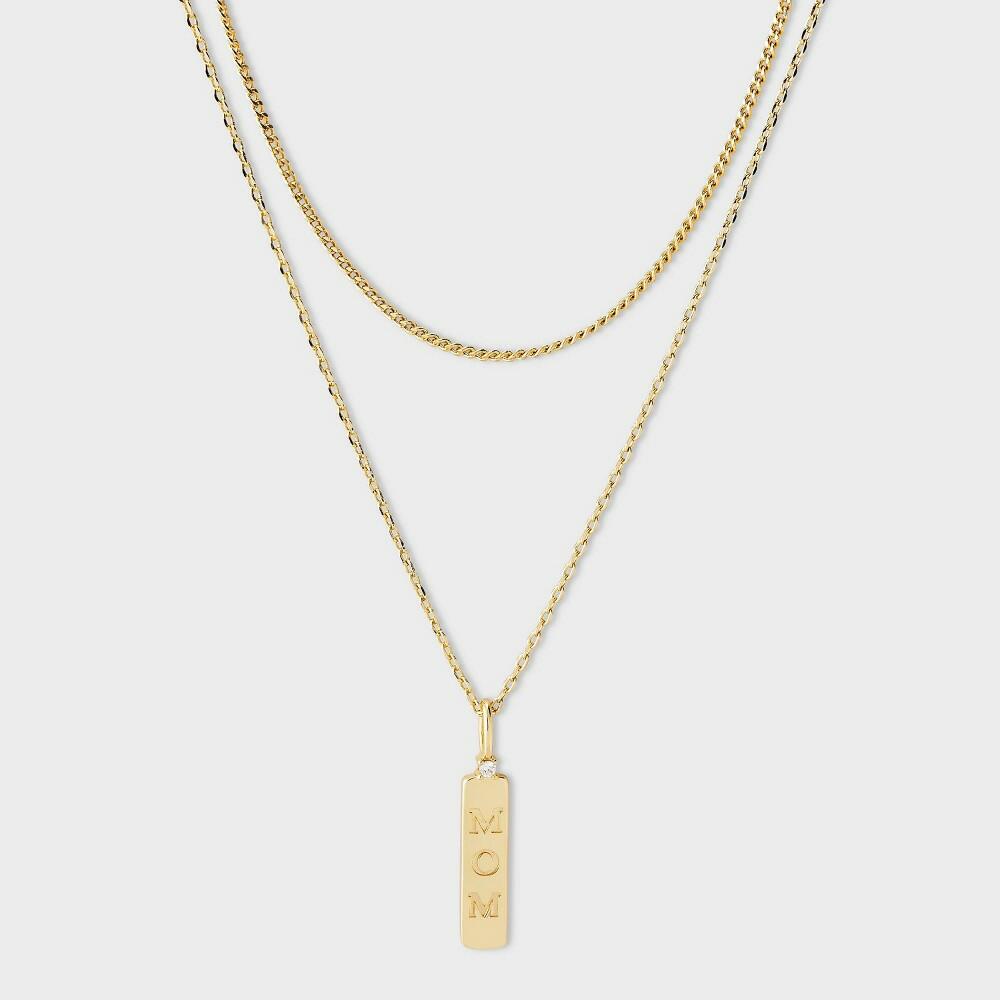 14k Gold Dipped Cubic Zirconia "Mom"