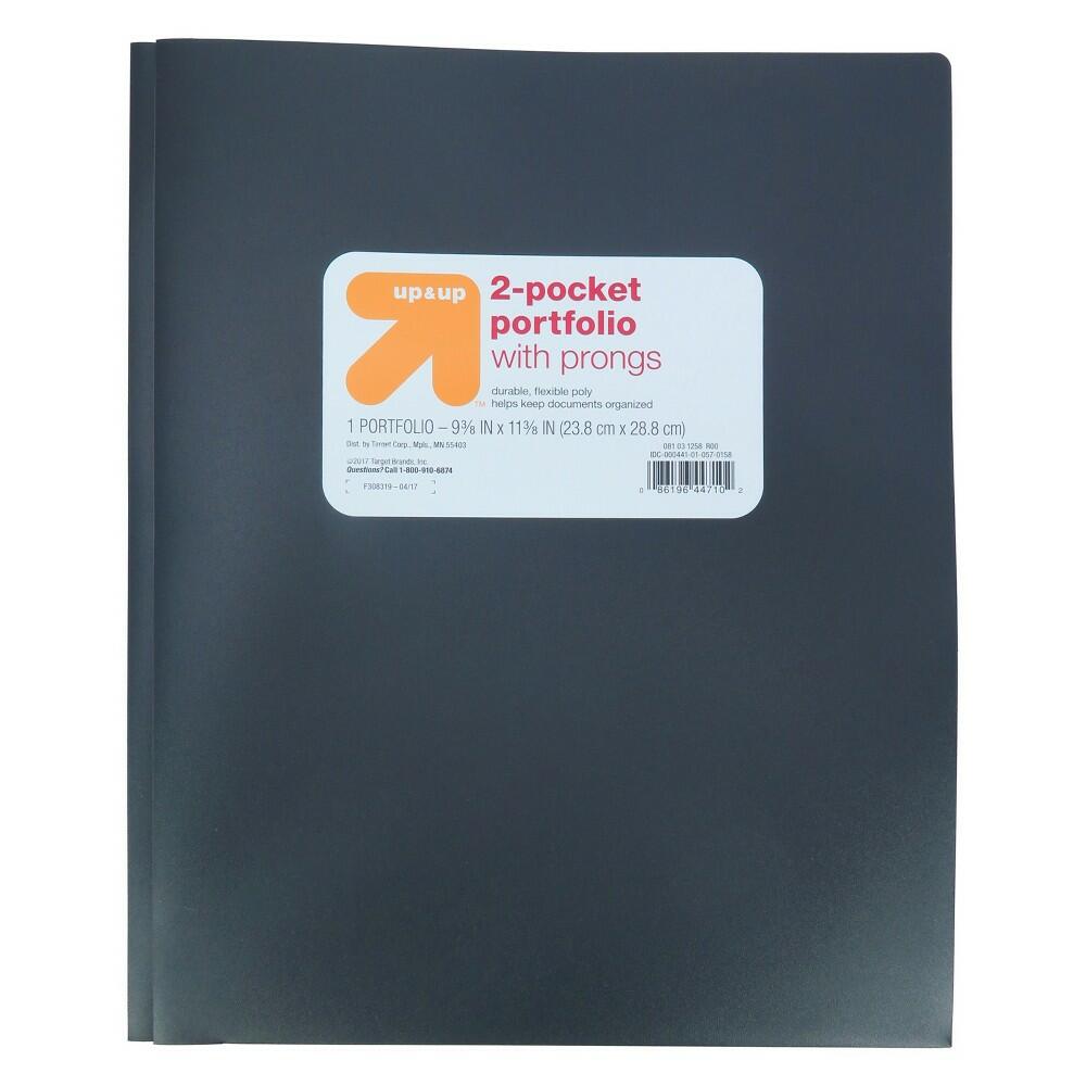 2 Pocket Portfolio Plastic Folder Black