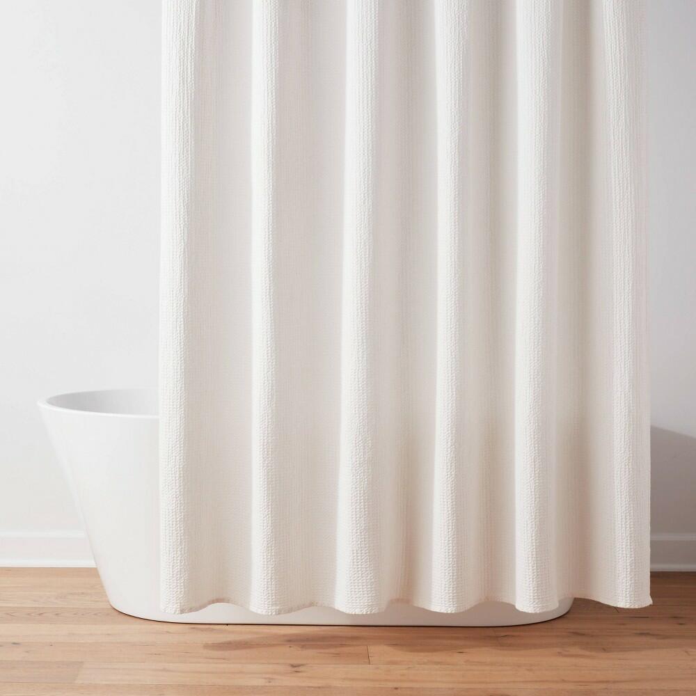 Waffle Weave Shower Curtain Ivory