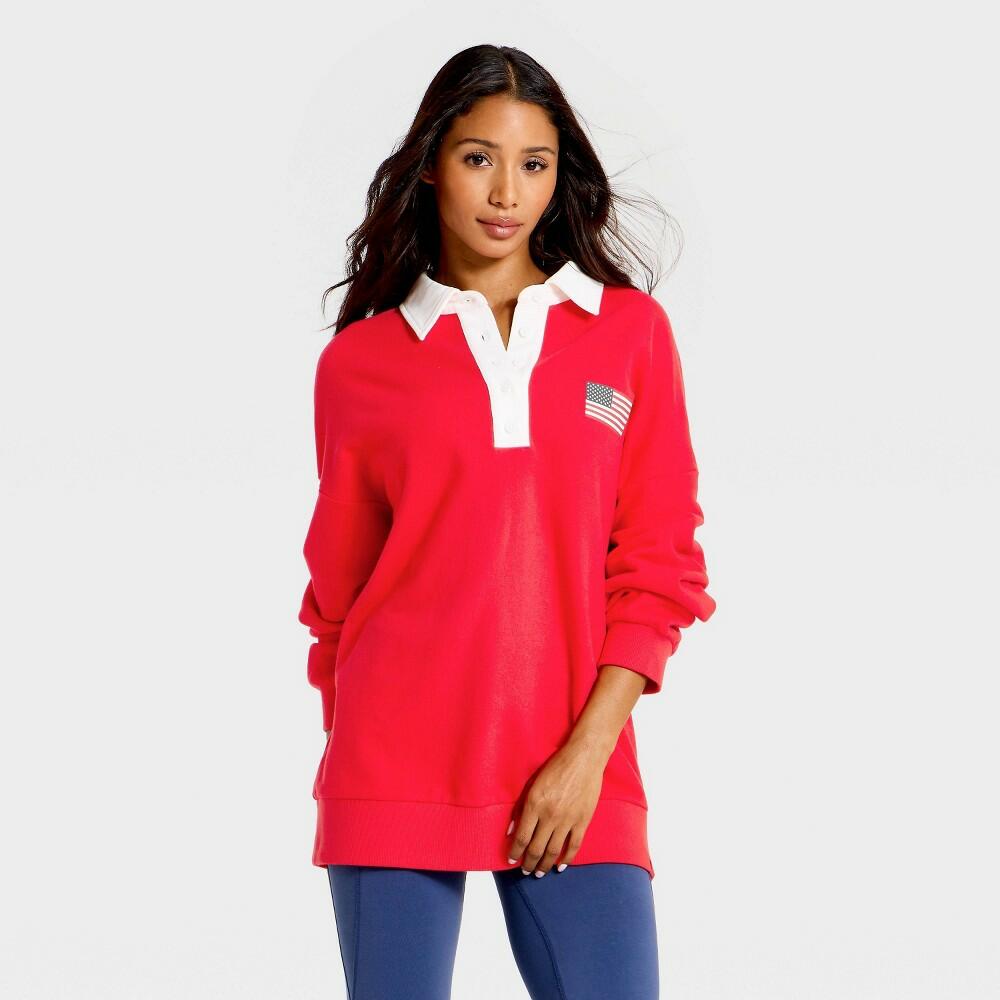 S Women's Americana French Terry Polo Sweatshirt