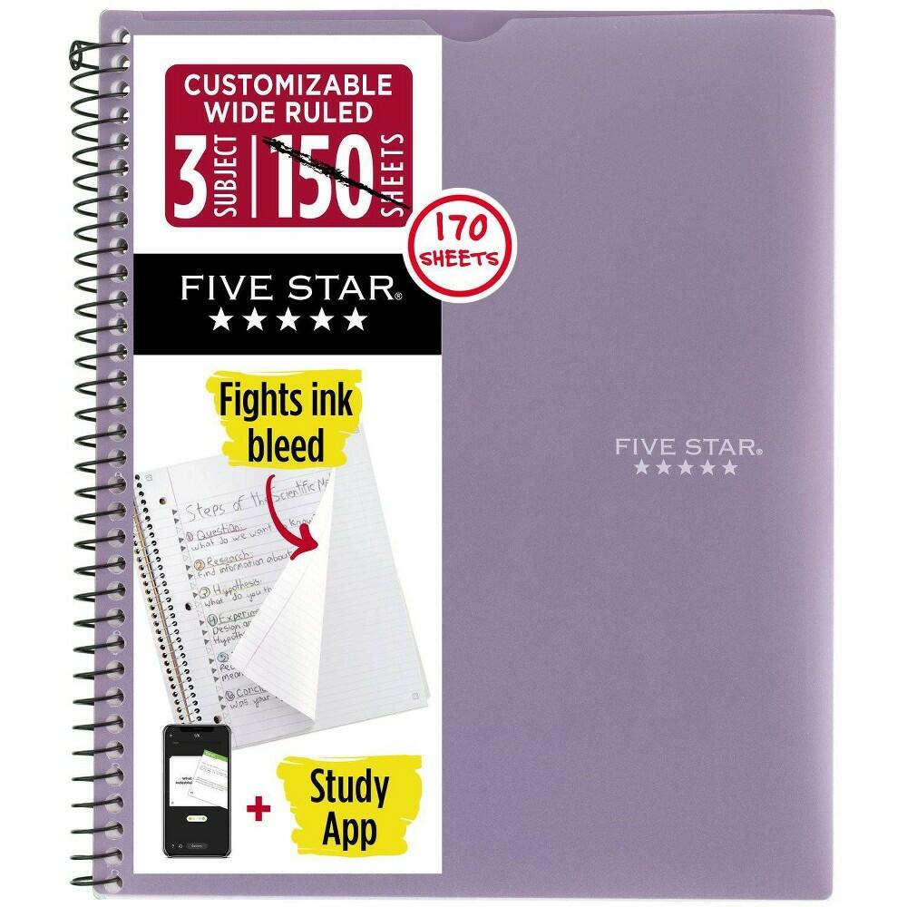 Five Star 3 Subject Wide Ruled Notebook
