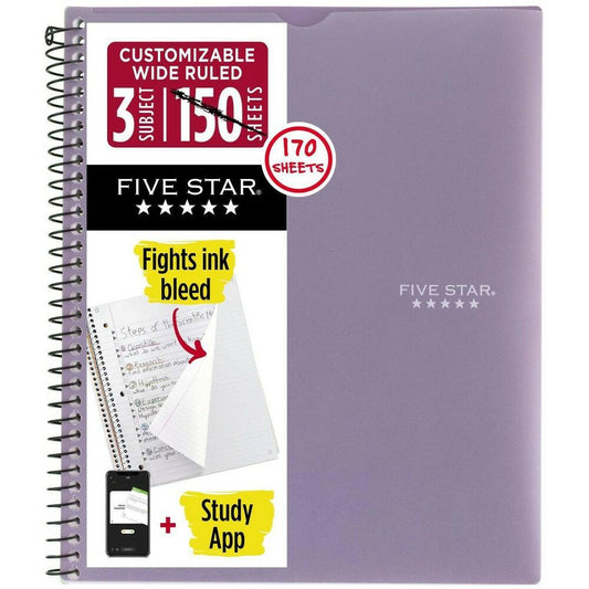 Five Star 3 Subject Wide Ruled Notebook