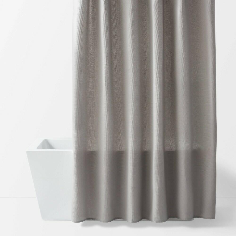 Fabric Waffle Shower Curtain Gray