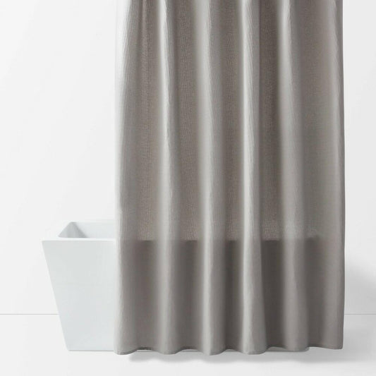 Fabric Waffle Shower Curtain Gray