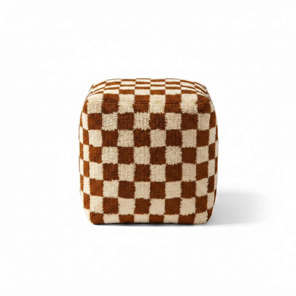 Checkerboard Pouf Mustard/Cream - Threshold™