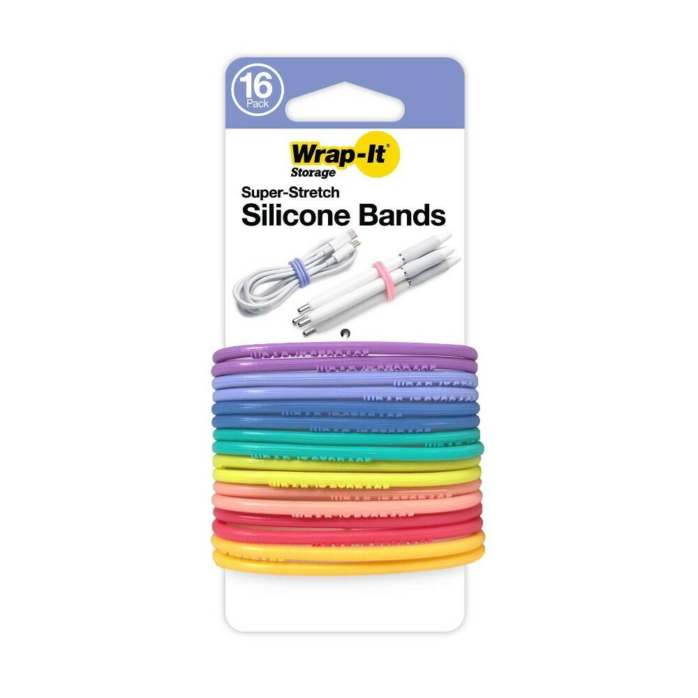Wrap-It Silicone Bands 16pk Bright Pastel