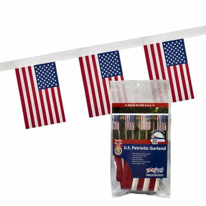 Betsy Flags 12-Piece U.S. Flag Garland, 12 x 18 In