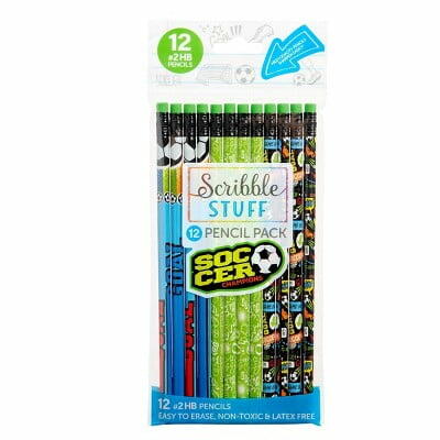 Scribble Stuff Poly Bag Pencils 12ct Soccer