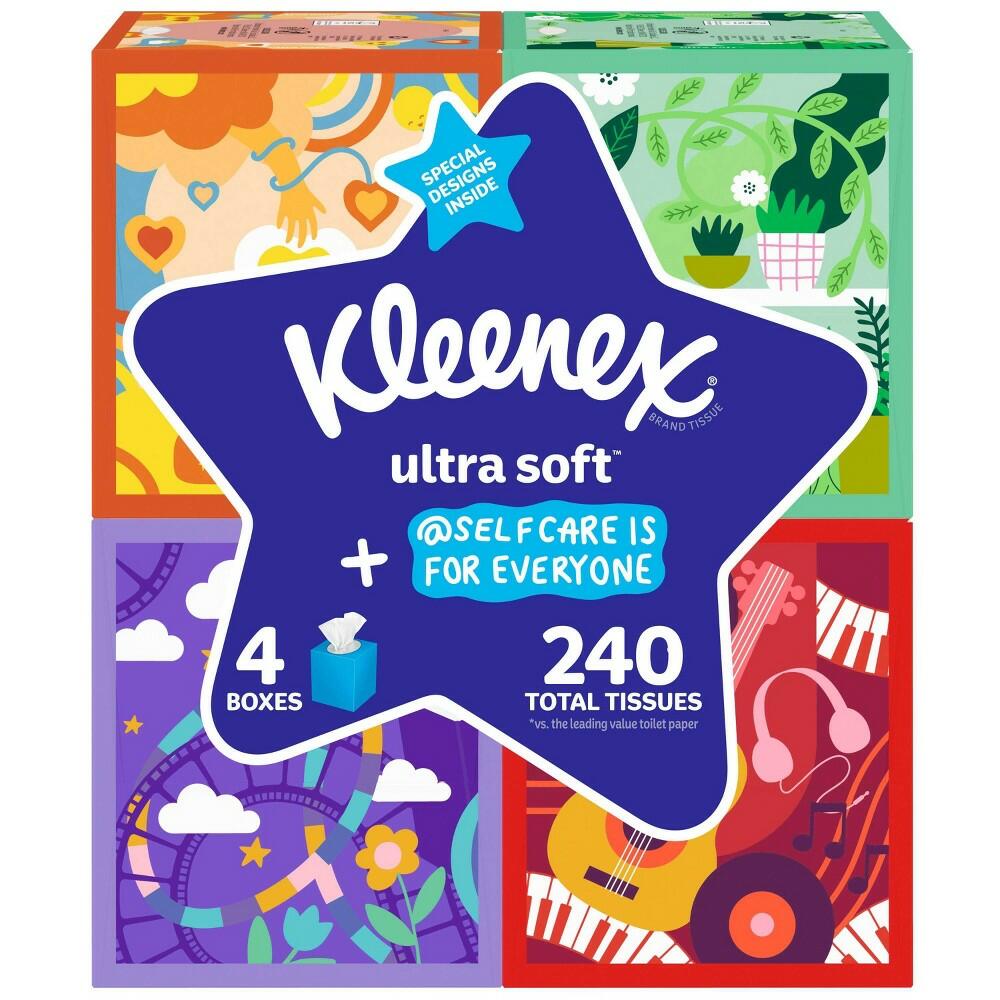 Kleenex Facial Tissues 4pk/60ct (Design Chosen At Random)
