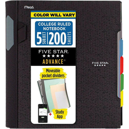 Five Star 5 Subject College Ruled Spiral Notebook
