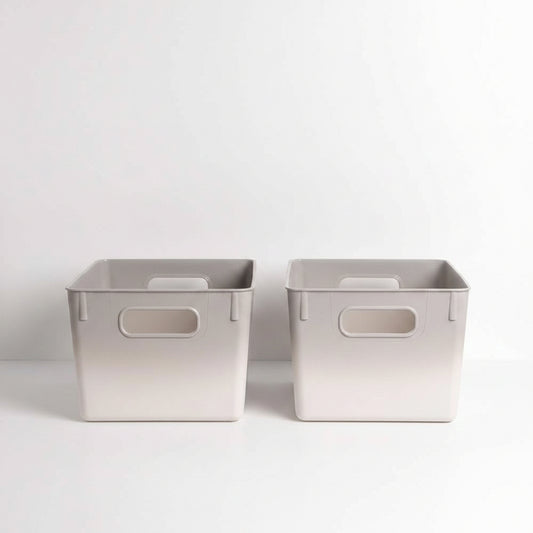 Isaac Jacobs 2pk 7"x8.11" Decorative Storage Ombre Bin Gray