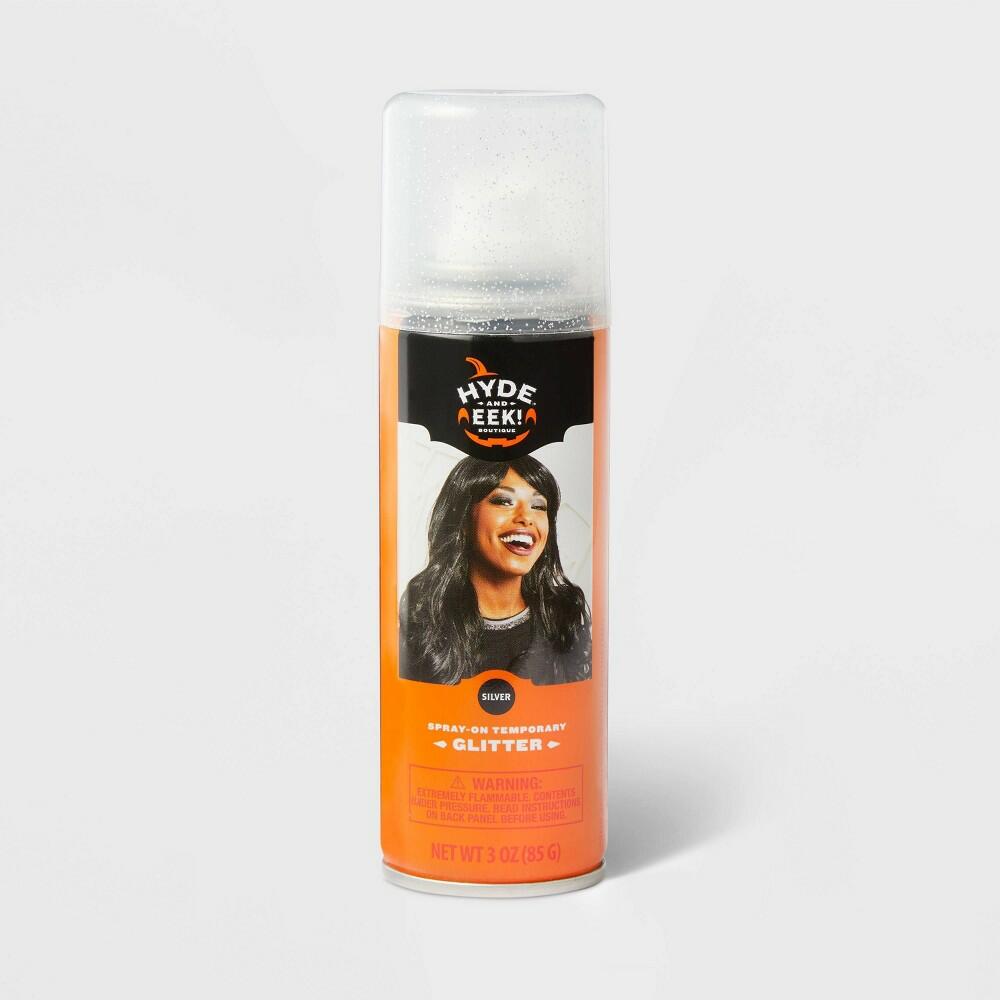 3oz Silver Spray-On Temporary Halloween Hair and Body Glitter: Easy Cleanup, Ages 13+ - Hyde and EEK! Boutique™