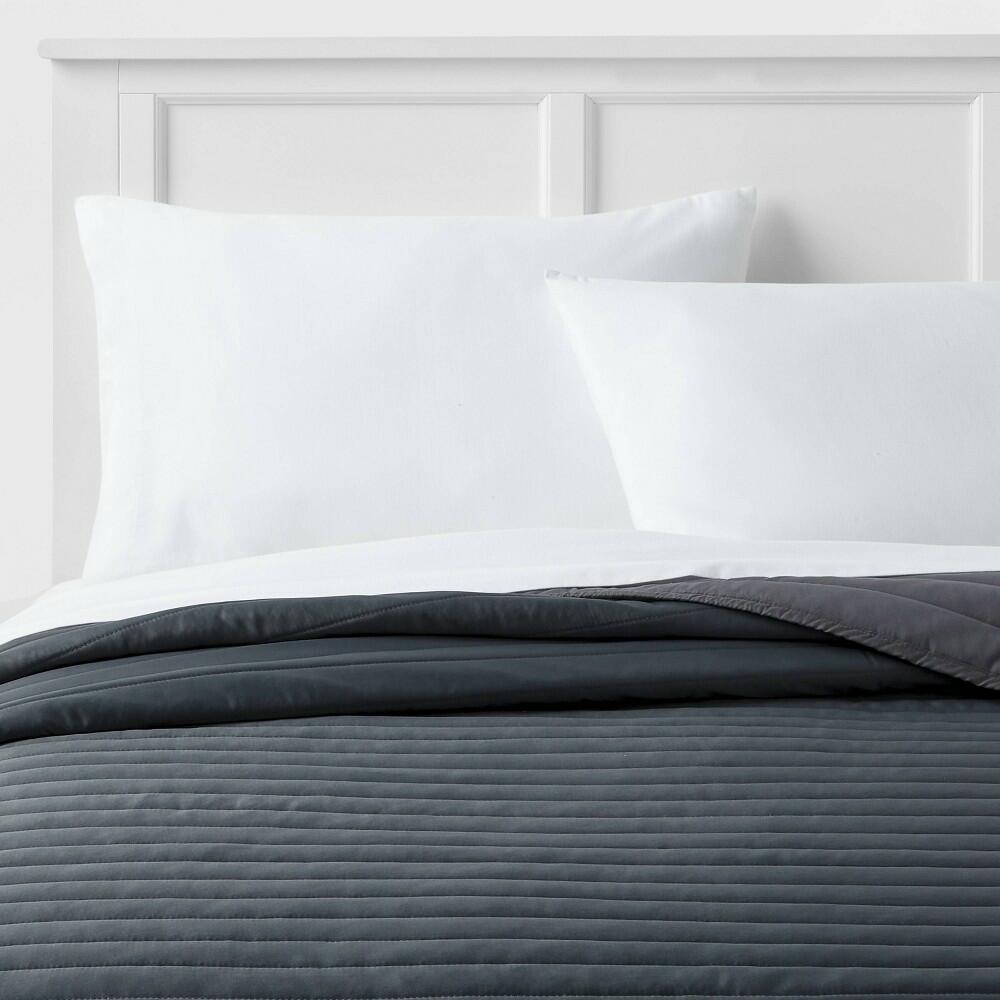 Twin/Twin Extra Long Satin Quilt Dark Gray