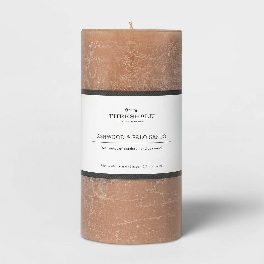 Pillar Ashwood and Palo Santo Candle Tan