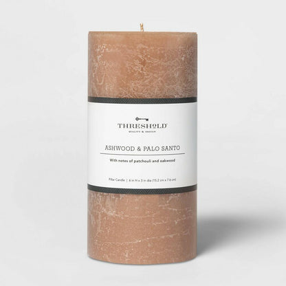 Pillar Ashwood and Palo Santo Candle Tan