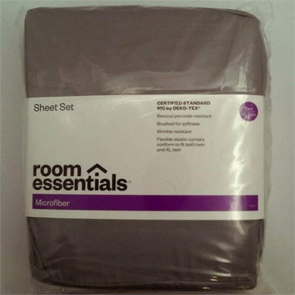 Room Essentials Twin/Twin XL Microfiber Sheet Set, Gray, 3-Piece