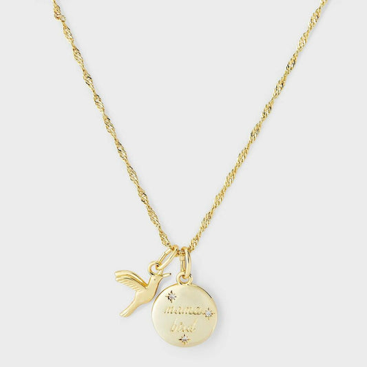 14k Gold Dipped Cubic Zirconia "Mama Bird"