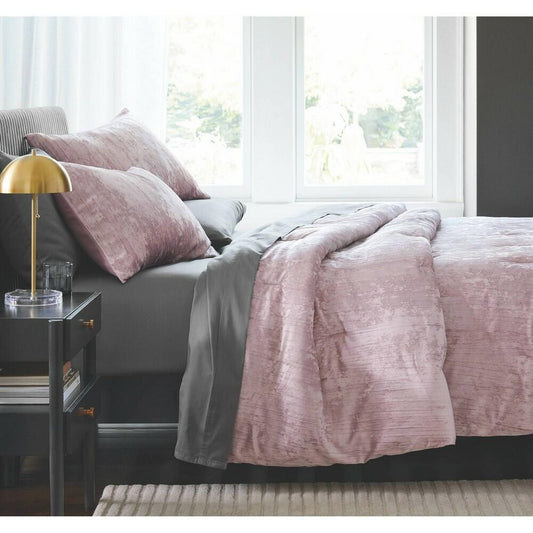 3pc Full/Queen Crinkle Velvet Comforter and Sham Set Mauve
